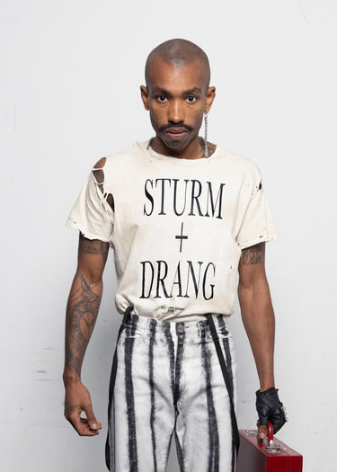 Eet T-Shirt Off-White Cotton Stains Distressed ‘Sturm und Drang’