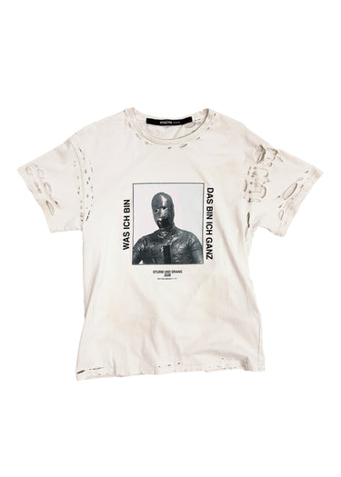Eet T-Shirt Off-White Cotton Stains ‘Distressed Was Ich Bin’