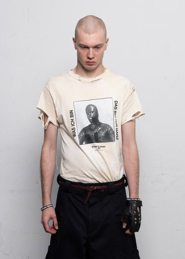 Eet T-Shirt Off-White Cotton Stains ‘Distressed Was Ich Bin’