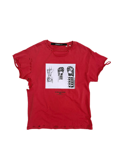 Eet T-Shirt Red Cotton Distressed Gloves