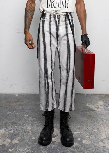 Etteragic Pants White Denim Stripes Black