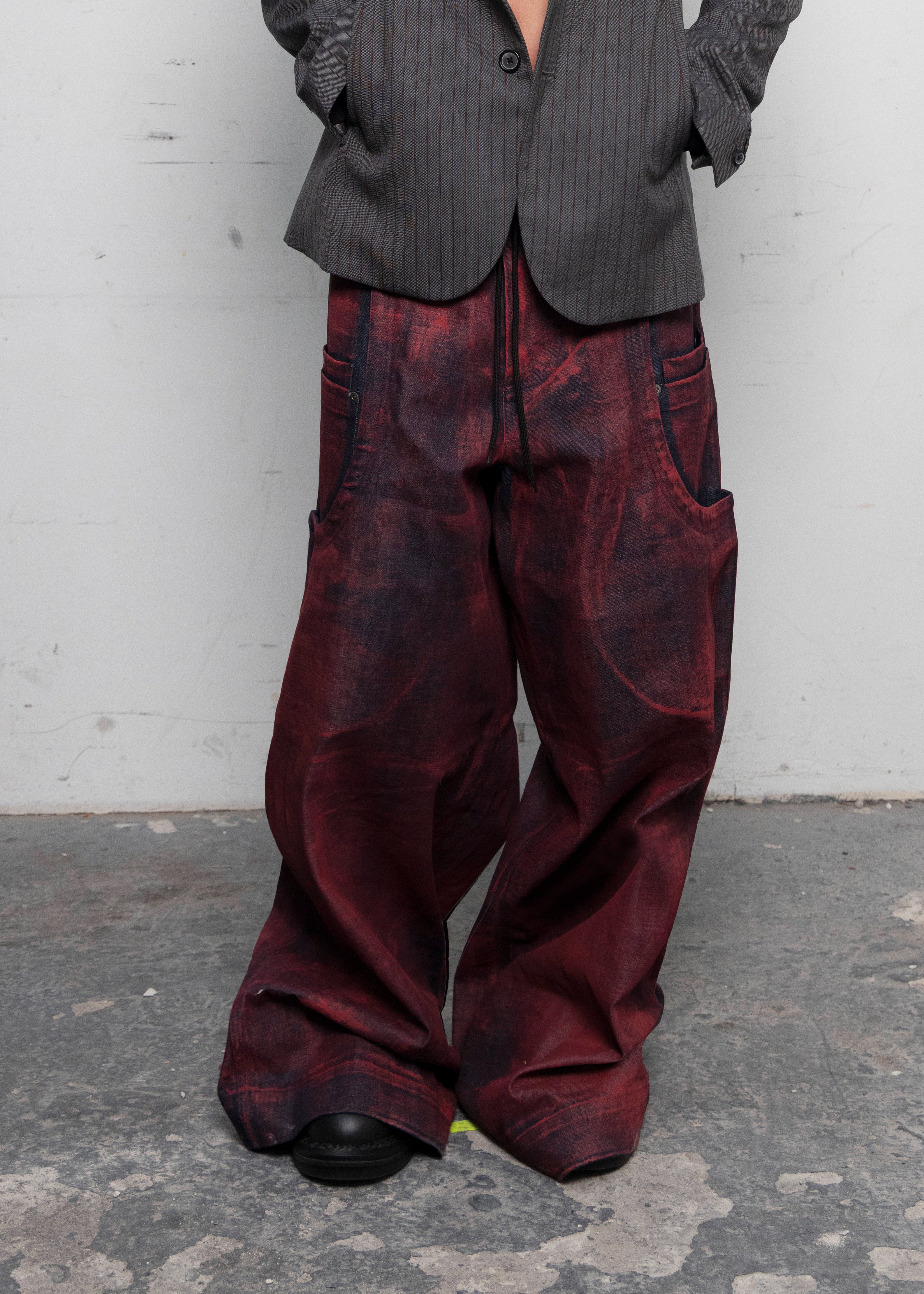 Sevar Rof Low Pocket Pants Red Painted | HYACYN